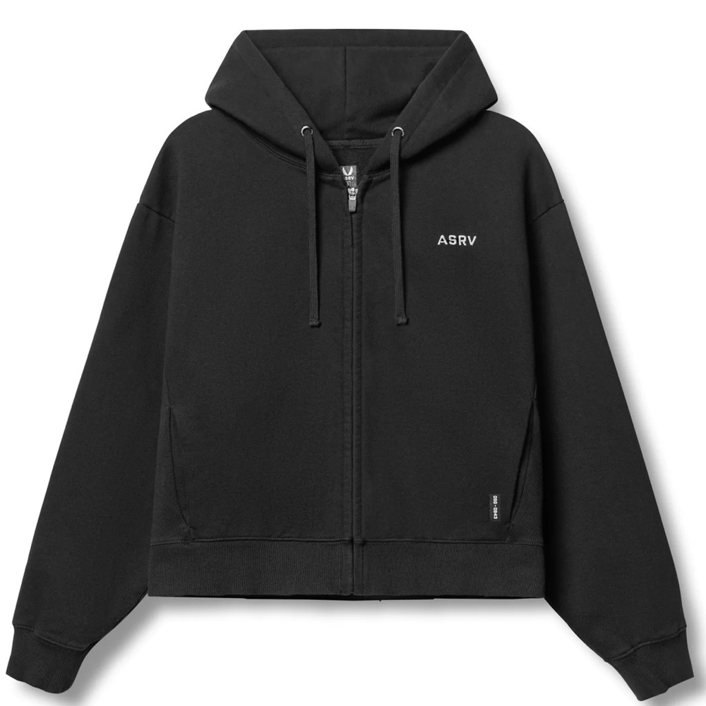 COPY - ASRV TECH ESSENTIAL DISTRESSED FULL ZIP HOODIE - BLACK